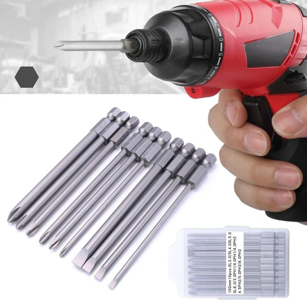 10Pcs Drill Bit Magnetic Screwdriver Bits Cross Screwdriver Electrical Repair