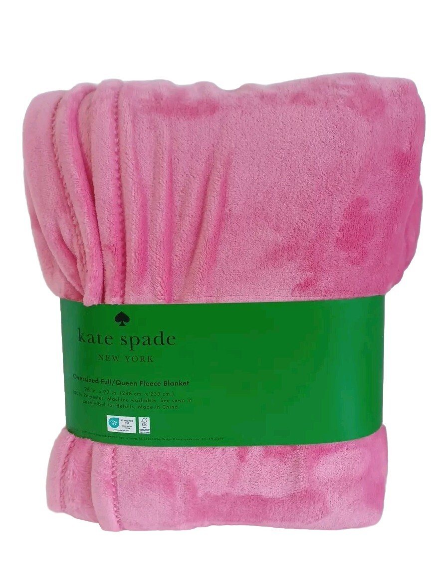 Kate Spade Full Queen Fuchsia Hot Bright Pink Fleece Blanket Throw