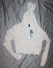 NWT Universal Thread Quarter Zip Heathered Cream Pullover hooded Sweater size S