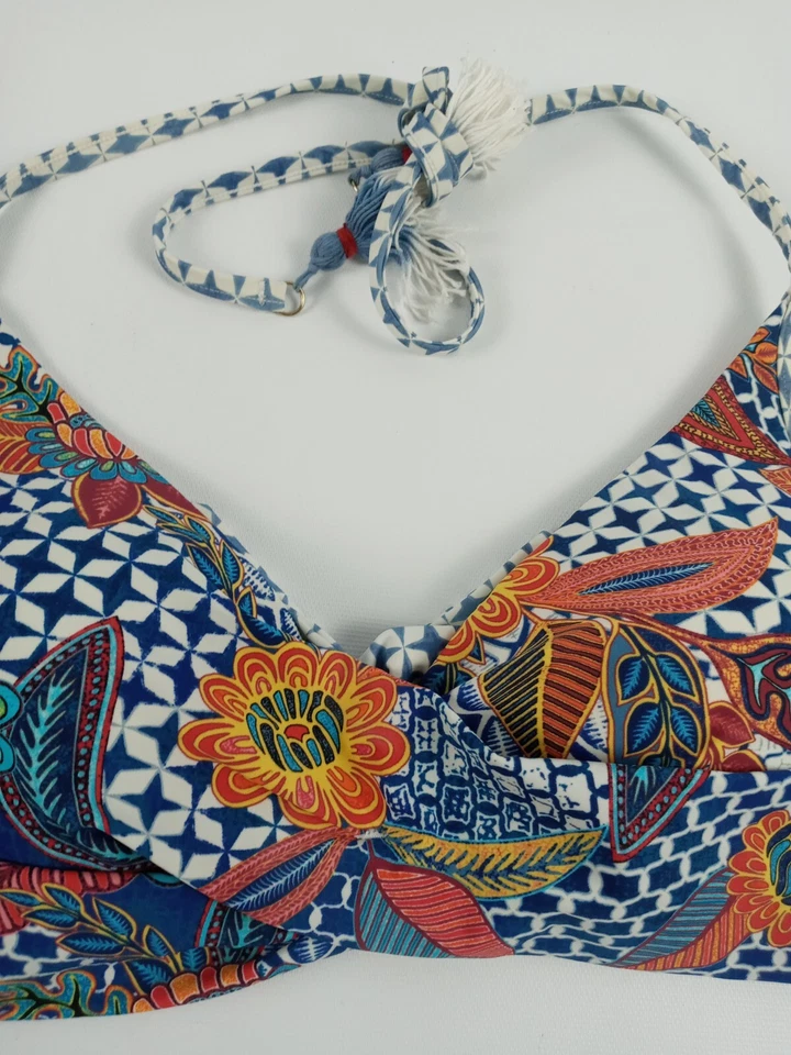 Traje de baño Carter rojo para mujer talla 6 conjunto de bikini de dos piezas borlas corbatas diseño floral Foto 3 de 4