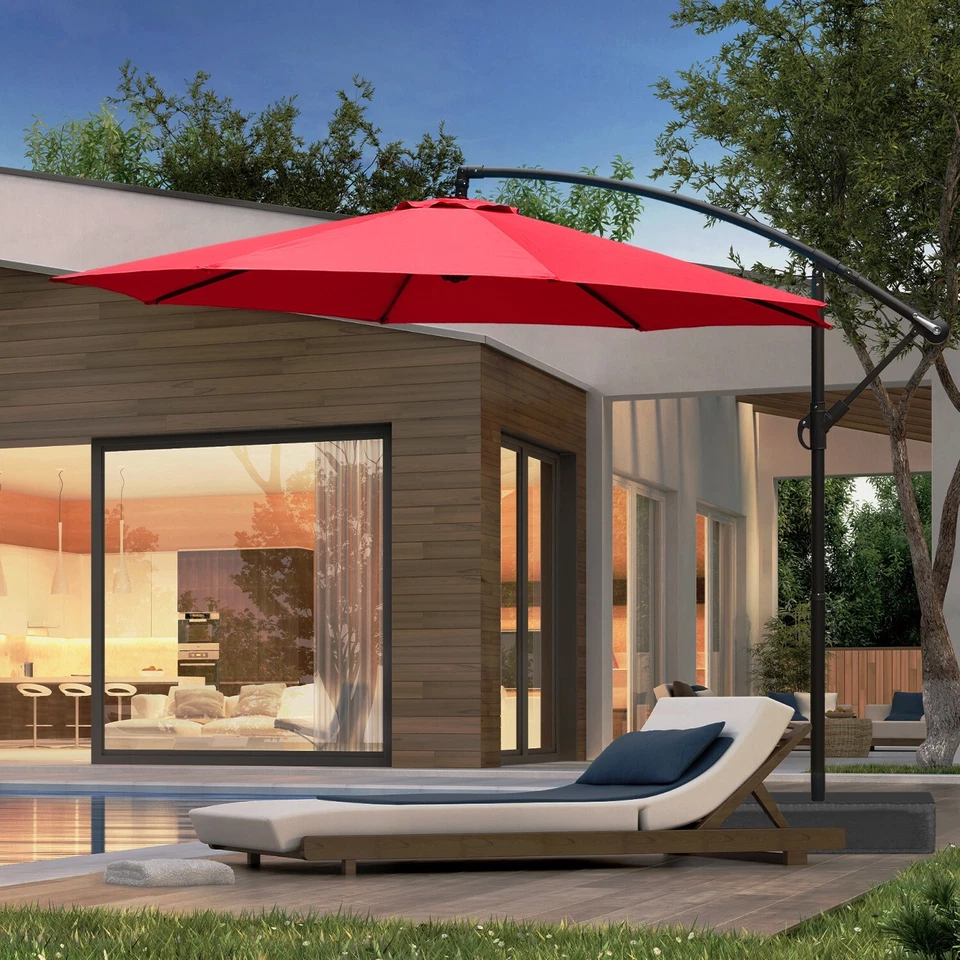 Aoodor 10ft Offset Patio Umbrella Cantilever Hanging Market Umbrella with Base - Image 3 of 4