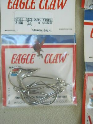 40 Eagle claw 3/0 open eye seaguard siwash hooks 5 packs of 8 
