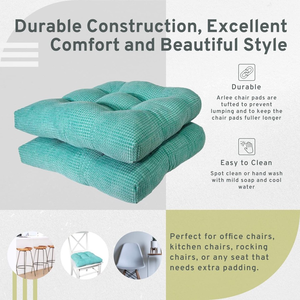 Arlee Tyler, Memory Foam, NonSkid Backing Chair Pads, 15.5"x15.5