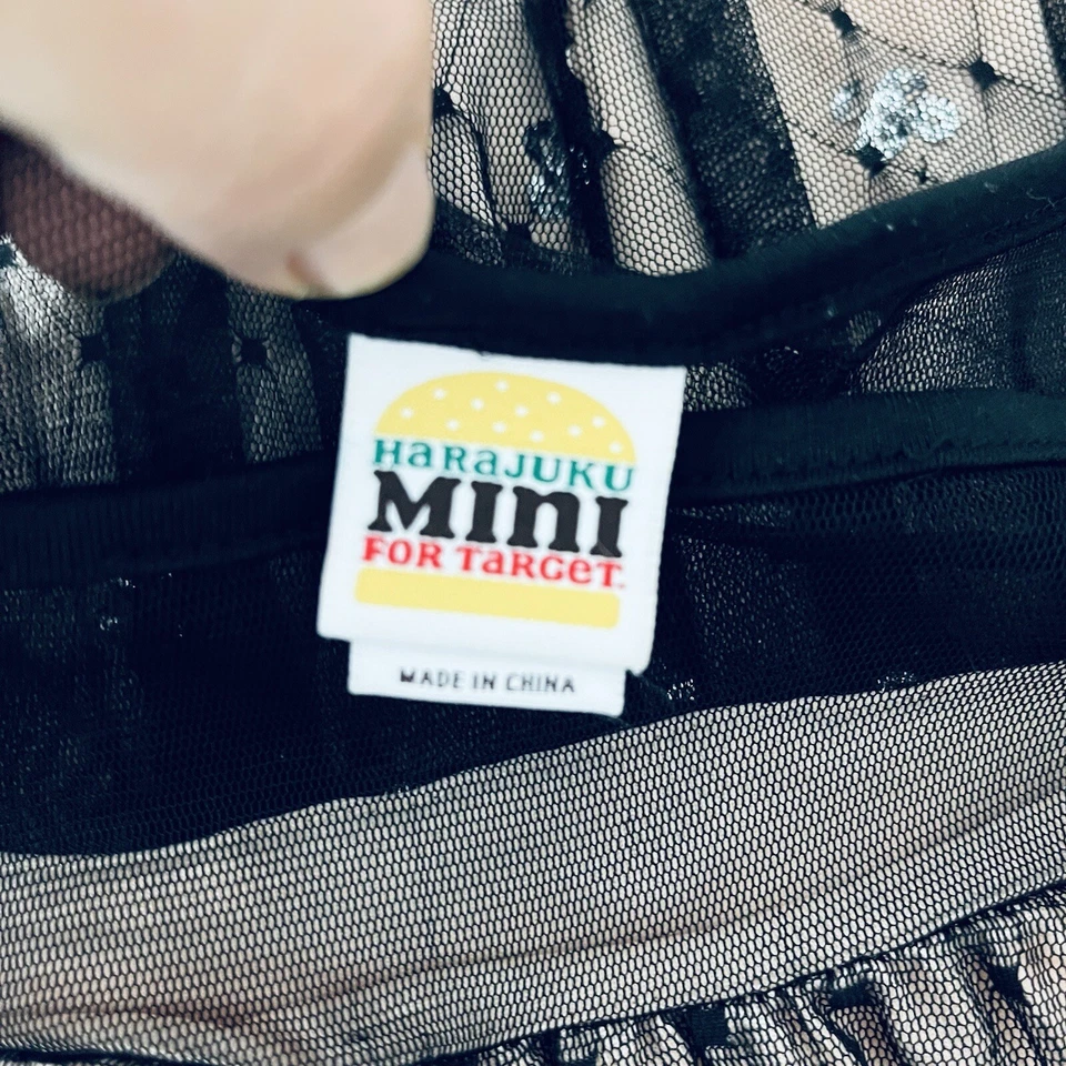 Harajuku Mini for target Black Tulle Rhinestone Holiday Dress Size S 6/6X - Image 3 of 4