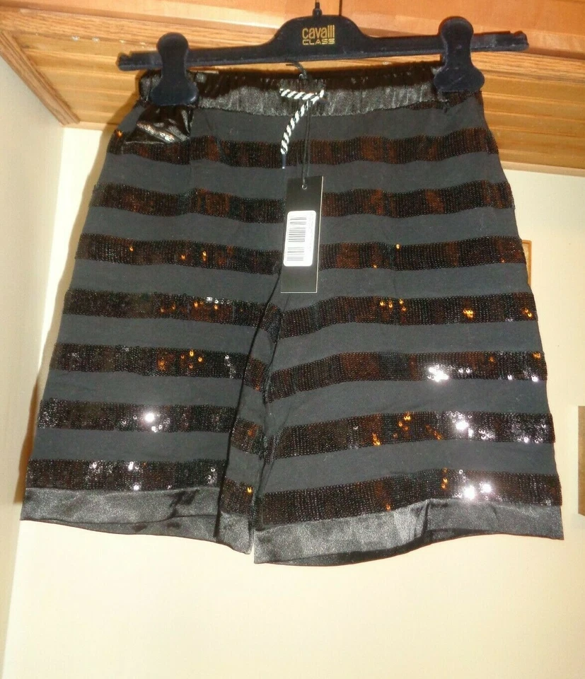 DIESEL NEGRO "PESANA" LENTEJUELAS CORDÓN CORBATA BERMUDAS PANTALONES CORTOS NUEVOS CON ETIQUETAS TALLA 8Y Foto 3 de 4