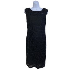 Connected Apparel Black Lace Dress Sleeveless Party Cocktail Sheath Size 10