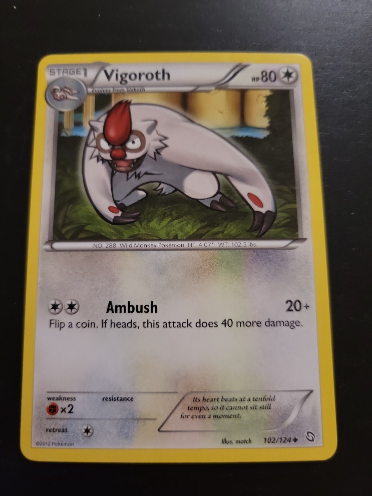 Pokemon TCG Card 2012 Dragons Exalted - Vigoroth 102/124