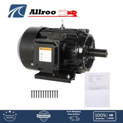 Electric Motor 1800 RPM 5 HP 3 Phase 184T Frame TEFC 230/460V Severe Duty New