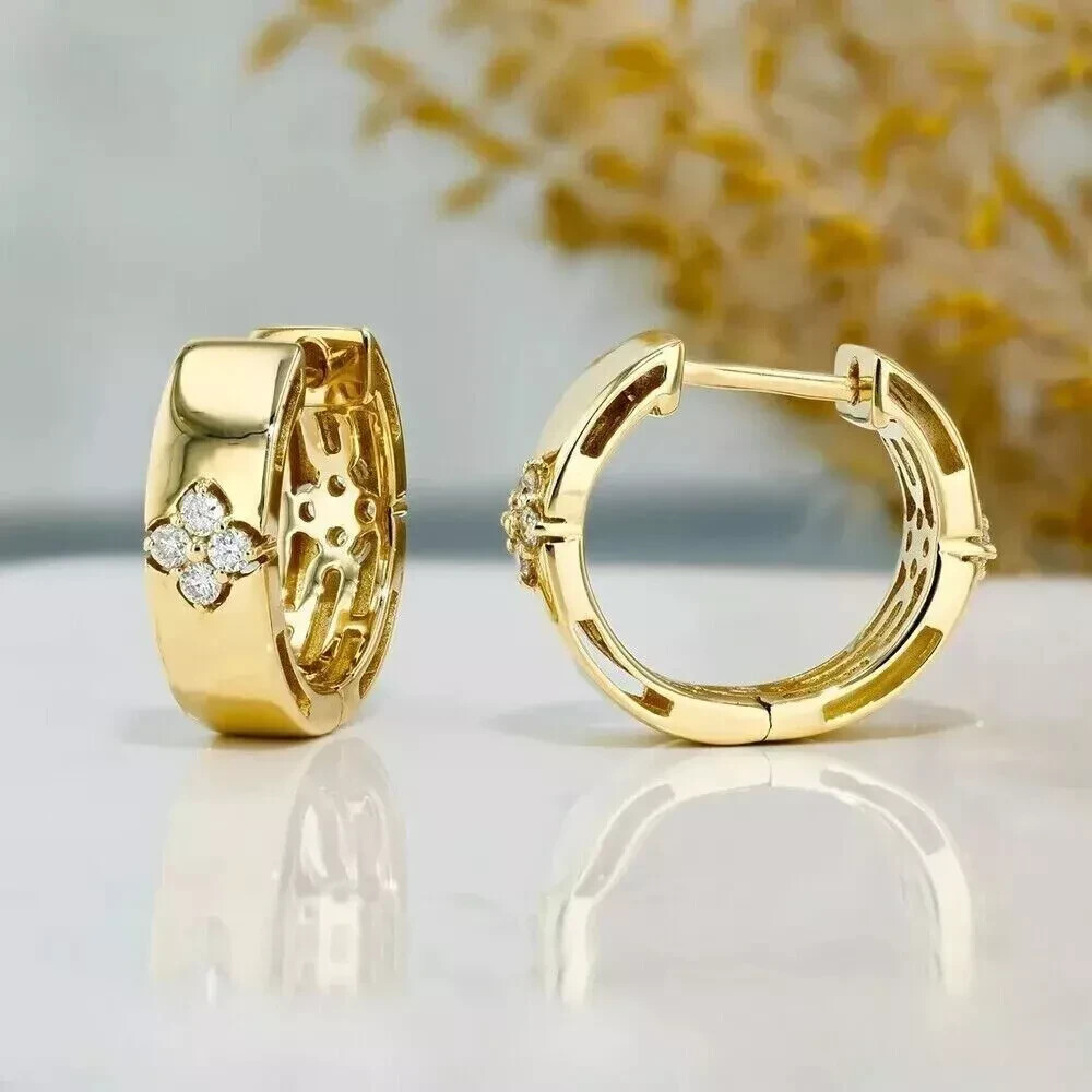 0.50 Ct Moissanite Huggie Hoop Earrings in 14K Gold Plated-image