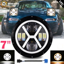DOT 7" inch Round LED Headlight X Halo DRL For Mazda Miata MX-5 MX5 1990-1997