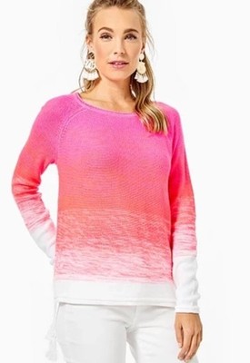 LILLY PULITZER Jody Crew Sweater Prosecco Pink Marled Ombre Sz Xs Women