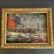 UU Vintage Michel Rostand Original Oil Signed 20th Century 24 X 15cm
