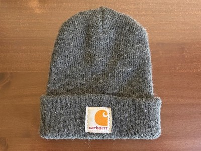 Carhartt Beanie Hat Grey Knit XS or child size synthetic warm very stretchy