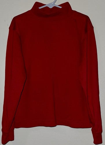 Boys LL Bean Red Mock Turtleneck Pullover Size 7 - 8 Small w Stretch - Picture 1 of 5