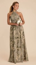 NWT Birdy Grey Convertible Dress Sz L Doe Botanics Chiffon Bridesmaid Wedding