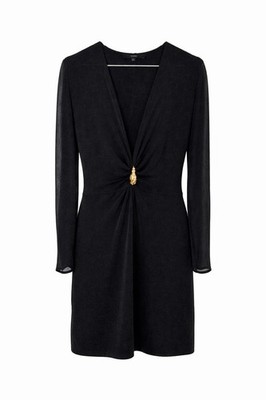 Gucci Black Dress Line Tom Ford Gold Detail Size 44 Elegant Evening