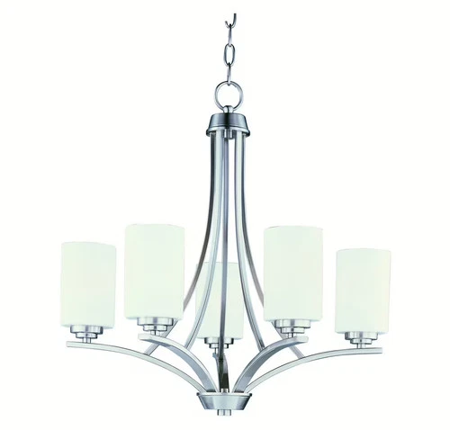 Maxim 20035SWSN Deven 24" 5-Light Satin White Chandelier in Satin Nickel - Picture 1 of 3
