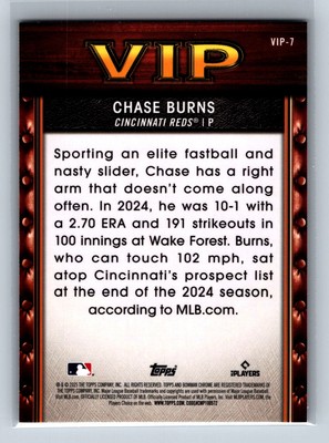 2025 Bowman Baseball Chase Burns Very Important Prospect VIP | eBay