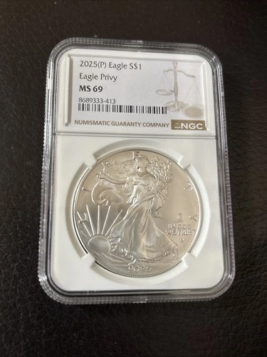 2025 P American Silver Eagle MS69 Eagle Privy 1 oz .999 Coin Slab NGC