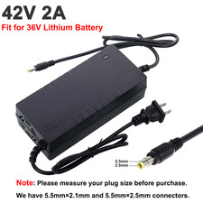 42V 2A Smart Charger for 36V Bicycle Lithium Li-ion Battery DC 5.5x2.5mm Plug
