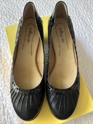 Softspots Women Black Leather Pumps Sheridan 1.5  Heel Hem Stitched 9.5M NIB
