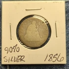 1856 Seated Liberty Quarter 25C Silver Business Strike Circulated