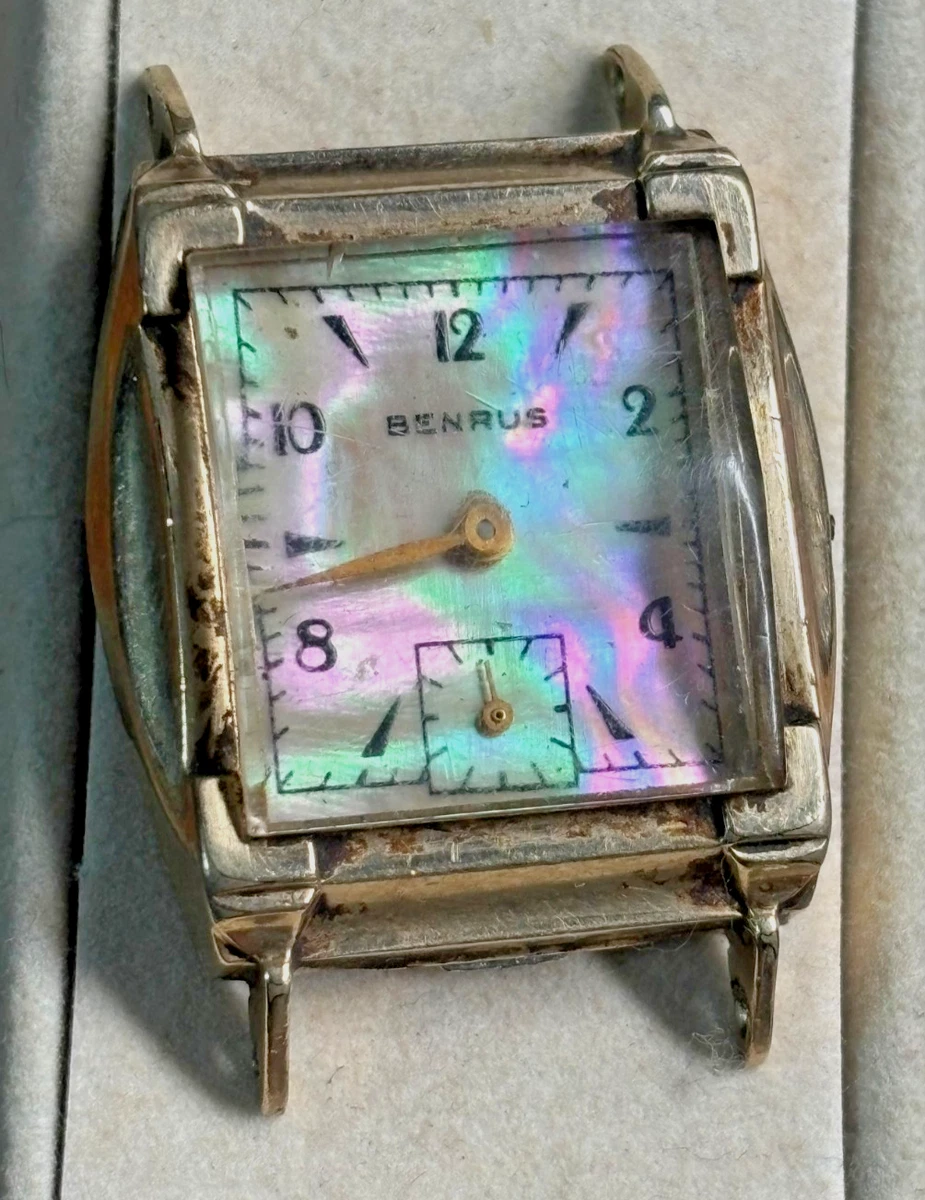 AS IS Vintage Benrus 10K Gold Filled Art Deco Cocktail Watch Square Dial 466453 Estate Vintage Benrus 10K Gold Filled Swiss Watch | Adamark  main image 4