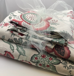 Vintage Pierre Frey Paris Queen Bed Cover Set - Duvet, Sheet, 2 Shams - Floral