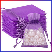 100 StüCk OrganzasäCkchen Lila 7X9 Cm Geschenkbeutel Hochzeit Schmuckbeutel