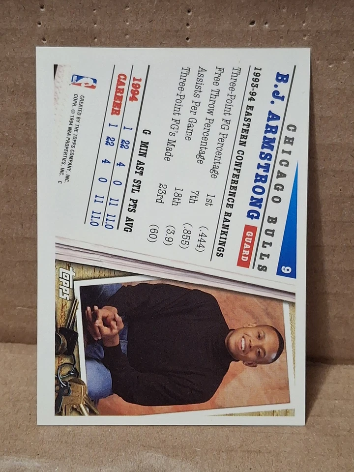1994-95 BJ ARMSTRONG TOPPS ALL STAR WEEKEND CARD #9 CHICAGO BULLS HORNETS IOWA - Image 2 of 2