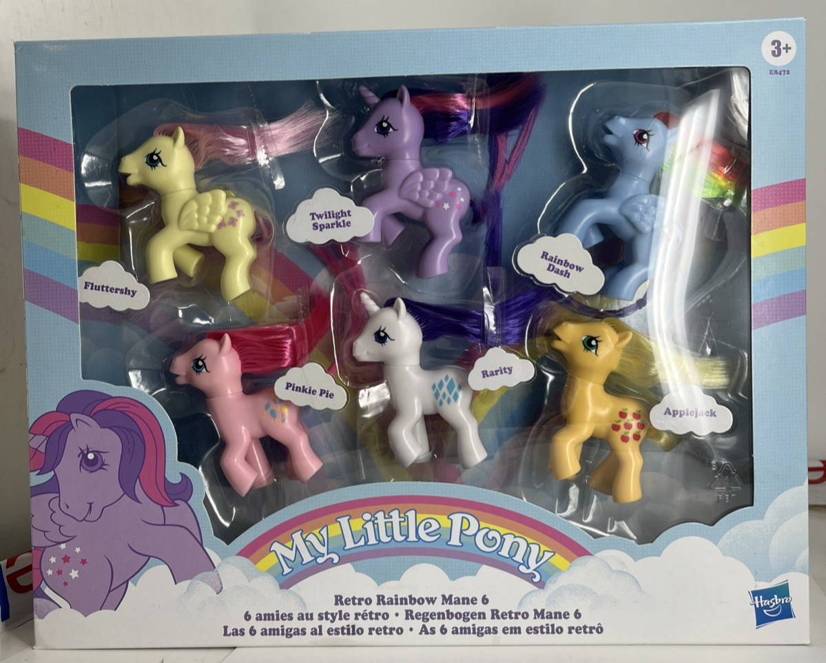 My Little Pony Retro Rainbow Mane 6 Pack Set 80's Inspired Figures