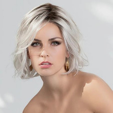 Women Wavy Curly Silver Gray Wig Short Full Synthetic Hair Wigs Long Bangs