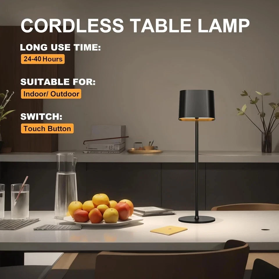 2 Pack Cordless Table Lamp Rechargeable, 5600Mah Battery Operated LED Table Lamp - Image 2 of 4