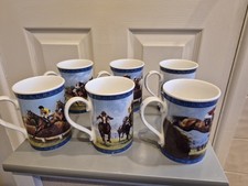Set Of 6 Danbury Mint Horse Racing Legends Mugs By Graham Isom Collectors Item