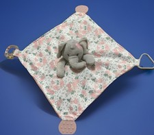 Modern Baby Elephant Floral Teether Rattle Security Blanket/Lovey