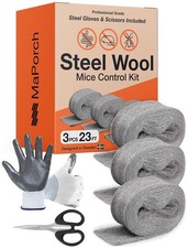 MaPorch Steel Wool Mouse Hole Filler - 3 Pack, 3.2 in x 7.5 ft - Metal Mesh ...