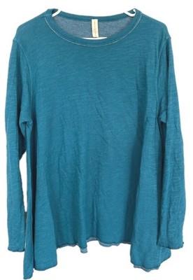 North Star Base Tunic Top Women M Oversized Teal Crew Neck Long Sleeve USA NWT