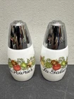 Vintage 70's Gemco Milk Glass Salt & Pepper Shakers Spice Of Life - Veggie's