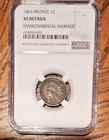1864 Indian Head Cent Copper Nickel XF Details *Environmental Damage