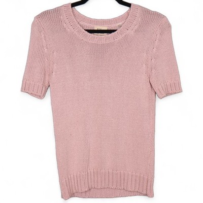 Elie Tahari Womens Knit Blouse Size XS Short Sleeve Pastel Pink Casual Top