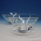 Signed Steuben Crystal - Pair of Glass Swirl Bases Footed Bowls - 6¾ inches