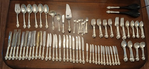 Reed & Barton Spanish Baroque Sterling Silver Flatware, Svc for 12 + ext, 145 pc