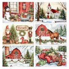 36 Packs Christmas Vintage Greeting Cards Watercolor Xmas Tree Snowman Blank Not