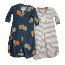 Set of 2 Carter  s Long Sleeve Fleece Sleepsacks Baby Size 6-9 Months Bear Sheep