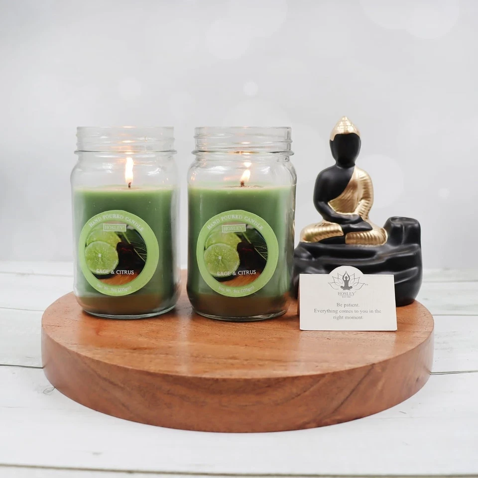 Классическая прозрачная банка для ароматов шалфея и цитрусовых Hosley® 9 унций большая банка для свечей  - Изображение 2 из 4