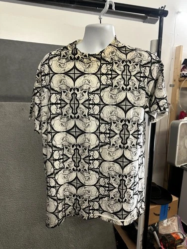 90s MC Esher AOP Skulls Art Print T Shirt Size Large 1990s vintage concert t-shirt, vintage, size L, single stitch, B+ condition