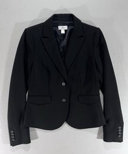 Ann Taylor LOFT Women  s Solid Black Size 4 Suit Jacket