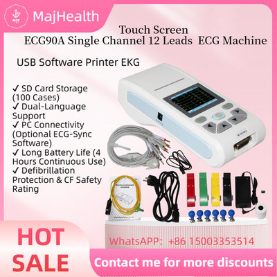 Touch Screen ECG90A Single Channel 12 Leads USB Software Printer EKG ECG Machine