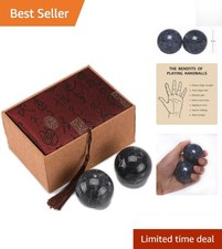Elegant 2'' Dark Grey Marble Baoding Balls for Stress Relief Relaxation
