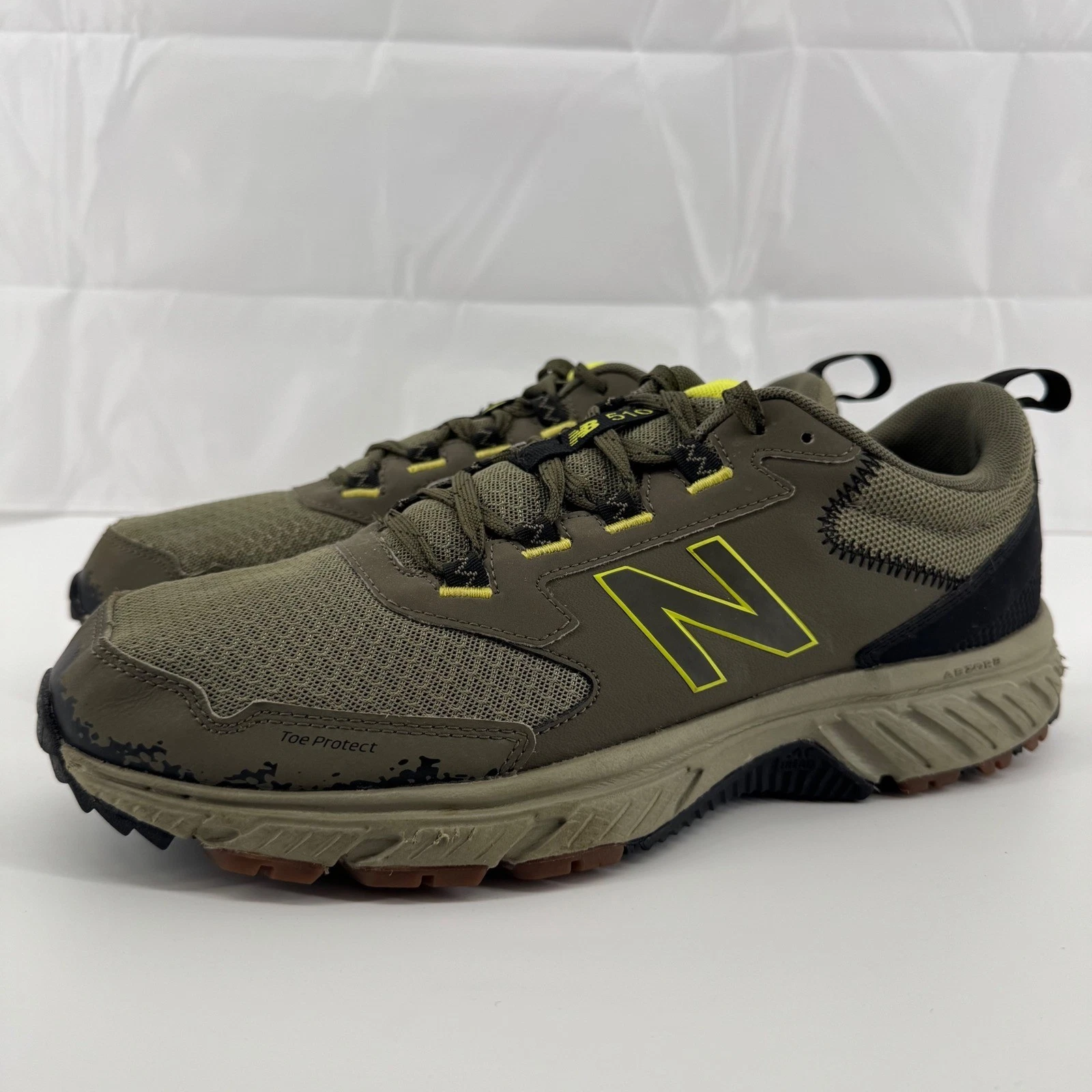 New Balance 510v5 Trail Shoes Mens 11 Olive Green Yellow MT510CC5 Toe Protect